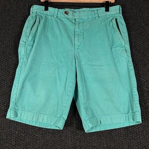 Brooks Brothers Bermuda Shorts Teal Cotton Mens Size 34 Flat Front Casual
